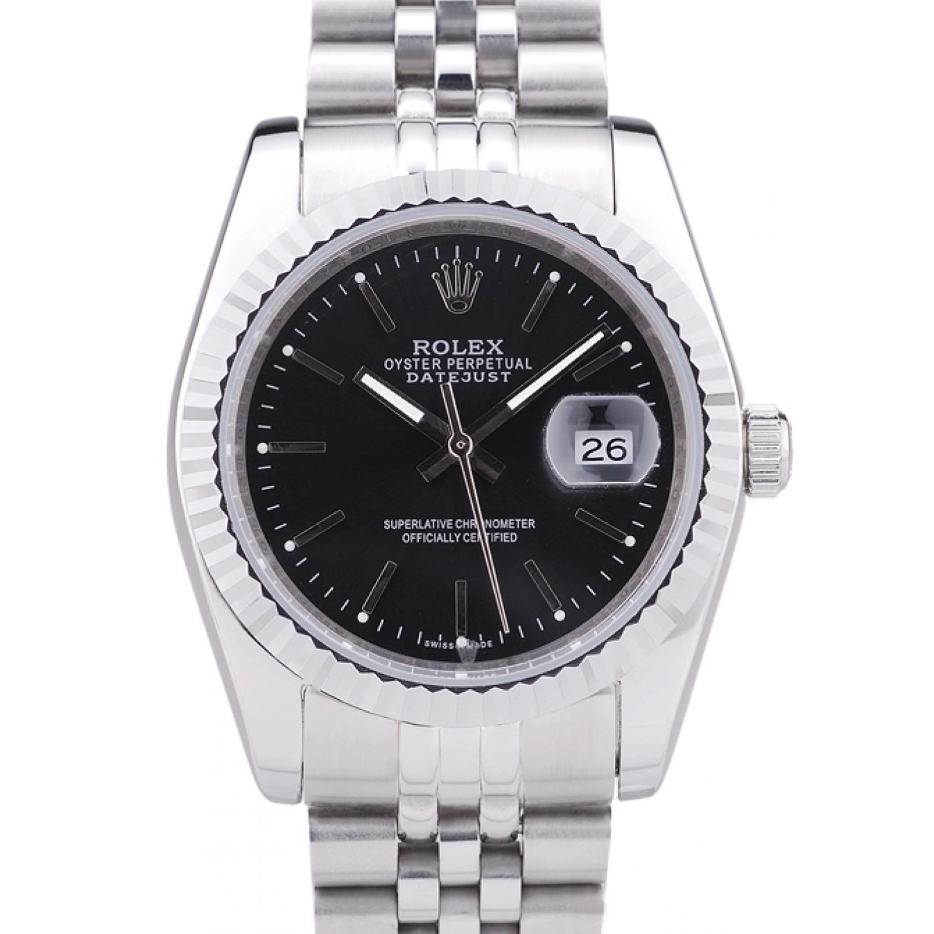 Rolex 7456 Dial Black Diamonds Bezel Datejust Ribbed 1013